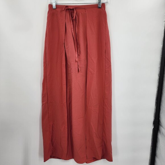 HALARA Breezeful Tie Front 2 In 1 Flowy Maxi Skirt Flame Red Size Small NWT - Picture 4 of 9